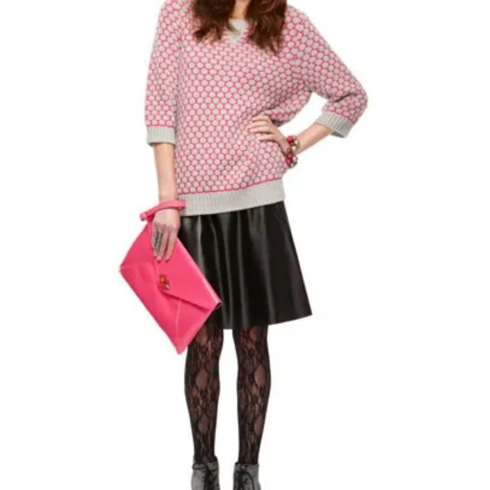 Kirna Zabete at Target Gray Pink Oversized Knit Short Sleeve Sweater Small